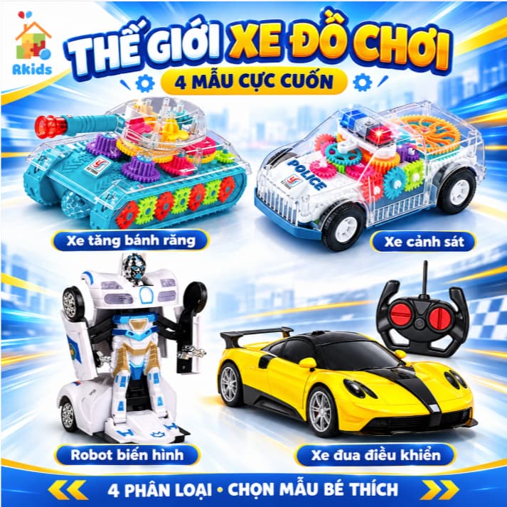 Đồ Chơi Xe Ô tô Cảnh Sát Biến Hình - Phát Sáng, Nhạc, Đèn Nhấp Nháy Cho Bé