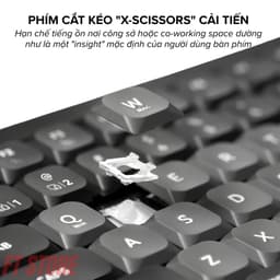 Bàn Phím Không Dây HyperWork SilentKey Mini TS01M - Chống Ồn X-Scissors, 3 Chế Độ Kết Nối 6