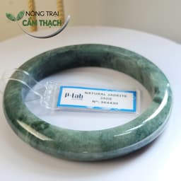 [Nông Trại Cẩm Thạch] Vòng Tay Ngọc Cẩm Thạch Xanh Dầu Đậm Tự Nhiên type A kèm giấy kiểm định PNJLab, ni 55mm 3