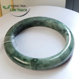 [Nông Trại Cẩm Thạch] Vòng Tay Ngọc Cẩm Thạch Xanh Dầu Đậm Tự Nhiên type A kèm giấy kiểm định PNJLab, ni 55mm 4