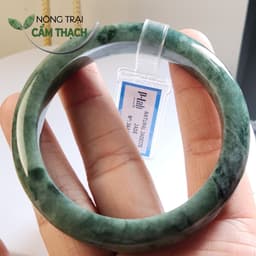 [Nông Trại Cẩm Thạch] Vòng Tay Ngọc Cẩm Thạch Xanh Dầu Đậm Tự Nhiên type A kèm giấy kiểm định PNJLab, ni 55mm 2