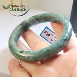 [Nông Trại Cẩm Thạch] Vòng Tay Ngọc Cẩm Thạch Xanh Dầu Đậm Tự Nhiên type A kèm giấy kiểm định PNJLab, ni 55mm 5