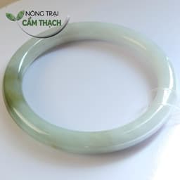 [Nông Trại Cẩm Thạch] Vòng Ngọc Cẩm Thạch Màu Bạch Ngọc Xanh Dầu Tự Nhiên type A kèm giấy kiểm định PNJLab, ni 53.8mm 5
