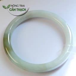 [Nông Trại Cẩm Thạch] Vòng Ngọc Cẩm Thạch Màu Bạch Ngọc Xanh Dầu Tự Nhiên type A kèm giấy kiểm định PNJLab, ni 53.8mm 7