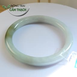 [Nông Trại Cẩm Thạch] Vòng Ngọc Cẩm Thạch Màu Bạch Ngọc Xanh Dầu Tự Nhiên type A kèm giấy kiểm định PNJLab, ni 53.8mm 6