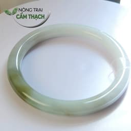 [Nông Trại Cẩm Thạch] Vòng Ngọc Cẩm Thạch Màu Bạch Ngọc Xanh Dầu Tự Nhiên type A kèm giấy kiểm định PNJLab, ni 53.8mm 1