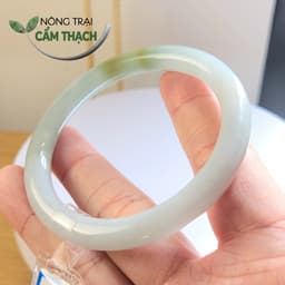 [Nông Trại Cẩm Thạch] Vòng Ngọc Cẩm Thạch Màu Bạch Ngọc Xanh Dầu Tự Nhiên type A kèm giấy kiểm định PNJLab, ni 53.8mm 8