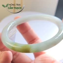 [Nông Trại Cẩm Thạch] Vòng Ngọc Cẩm Thạch Màu Bạch Ngọc Xanh Dầu Tự Nhiên type A kèm giấy kiểm định PNJLab, ni 53.8mm 3