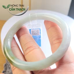 [Nông Trại Cẩm Thạch] Vòng Ngọc Cẩm Thạch Màu Bạch Ngọc Xanh Dầu Tự Nhiên type A kèm giấy kiểm định PNJLab, ni 53.8mm 4