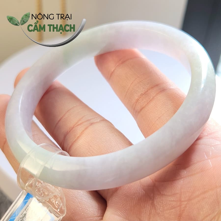 [Nông Trại Cẩm Thạch] Vòng Ngọc Cẩm Thạch Màu Xanh Tím Tự Nhiên type A kèm giấy kiểm định PNJLab, ni 54mm