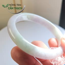 [Nông Trại Cẩm Thạch] Vòng Ngọc Cẩm Thạch Màu Xanh Tím Tự Nhiên type A kèm giấy kiểm định PNJLab, ni 54mm 6