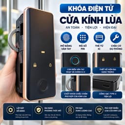 Khóa Điện Tử Cửa Kính Lùa KL02 TTLOCK THÔNG MINH TIẾNG VIỆT – Khóa Vân Tay Cửa Kính Cường Lực Trượt , Mã Số, Thẻ Từ 1