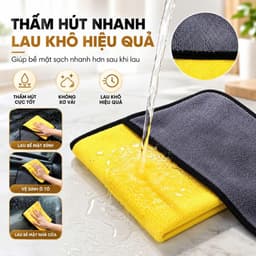 Set 20 Khăn Lau Đa Năng Microfiber 2 Mặt Siêu Thấm Hút Dày Dặn Không Xù Lông Lau Ô Tô Nhà Bếp Kính Bàn Ghế 8