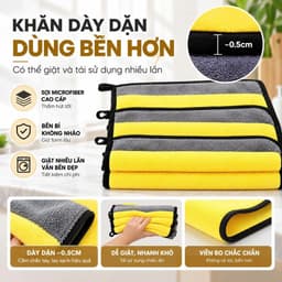 Set 20 Khăn Lau Đa Năng Microfiber 2 Mặt Siêu Thấm Hút Dày Dặn Không Xù Lông Lau Ô Tô Nhà Bếp Kính Bàn Ghế 4