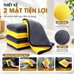 Set 20 Khăn Lau Đa Năng Microfiber 2 Mặt Siêu Thấm Hút Dày Dặn Không Xù Lông Lau Ô Tô Nhà Bếp Kính Bàn Ghế 3