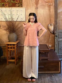 Set đồ lam, set đôi cho bạn thân mặc Tết 2027 áo Tơ Lông Vũ 2 lớp xinh xắn phối quần Tuyết Nhung suông dài 4