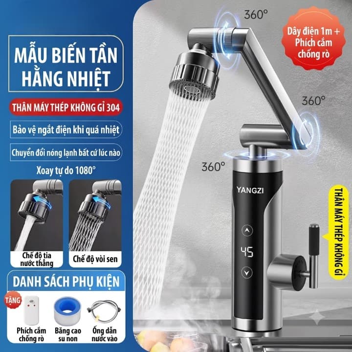MÁY NƯỚC NÓNG LẠNH INOX 304 LẮP ĐẶT CHẬU RỬA LAVABO RỬA CHÉN BÁT, 1 ĐƯỜNG NƯỚC VÀO