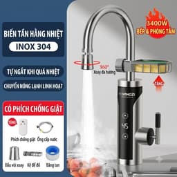 MÁY NƯỚC NÓNG LẠNH INOX 304 LẮP ĐẶT CHẬU RỬA LAVABO RỬA CHÉN BÁT, 1 ĐƯỜNG NƯỚC VÀO 2