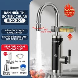 MÁY NƯỚC NÓNG LẠNH INOX 304 LẮP ĐẶT CHẬU RỬA LAVABO RỬA CHÉN BÁT, 1 ĐƯỜNG NƯỚC VÀO 4