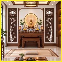 Bộ 4 Tấm Vách Ngăn Trang Trí Bàn Thờ Gỗ MDF Lõi Xanh Chống Ẩm Trang Trí Bàn Thờ Gia Đình 9
