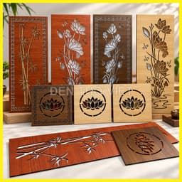 Bộ 4 Tấm Vách Ngăn Trang Trí Bàn Thờ Gỗ MDF Lõi Xanh Chống Ẩm Trang Trí Bàn Thờ Gia Đình 4