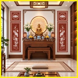Bộ 4 Tấm Vách Ngăn Trang Trí Bàn Thờ Gỗ MDF Lõi Xanh Chống Ẩm Trang Trí Bàn Thờ Gia Đình 8