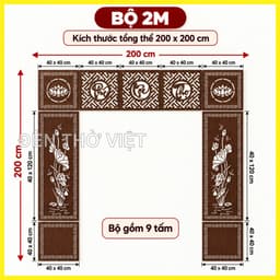 Bộ 9 Tấm Vách Gỗ MDF Lõi Xanh Chống Ẩm Trang Trí Bàn Thờ Cắt Laser Gắn Tường, Nhiều Màu Kích Thước 6