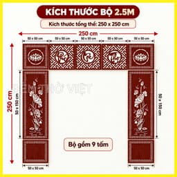 Bộ 9 Tấm Vách Gỗ MDF Lõi Xanh Chống Ẩm Trang Trí Bàn Thờ Cắt Laser Gắn Tường, Nhiều Màu Kích Thước 5