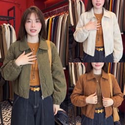 Áo Khoác Nữ Chần Trám Dáng Lửng Cổ Bẻ Khóa Kéo - Áo Jacket Thu Đông Bo Chun Tôn Dáng 3 Màu Size S M L (50-60kg) 1