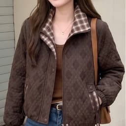 Áo Khoác Nữ Chần Trám Dáng Lửng Cổ Bẻ Khóa Kéo - Áo Jacket Thu Đông Bo Chun Tôn Dáng 3 Màu Size S M L (50-60kg) 6