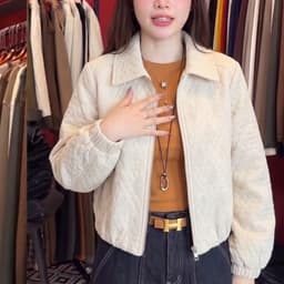 Áo Khoác Nữ Chần Trám Dáng Lửng Cổ Bẻ Khóa Kéo - Áo Jacket Thu Đông Bo Chun Tôn Dáng 3 Màu Size S M L (50-60kg) 2