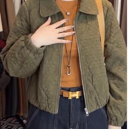 Áo Khoác Nữ Chần Trám Dáng Lửng Cổ Bẻ Khóa Kéo - Áo Jacket Thu Đông Bo Chun Tôn Dáng 3 Màu Size S M L (50-60kg) 4