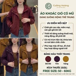 ÁO KHOÁC GIÓ NỮ CÓ MŨ DÁNG SUÔNG, DỄ PHỐI ĐỒ 5