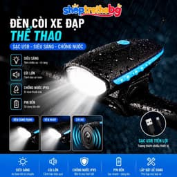 Đèn xe đạp thể thao kèm còi điện sạc USB chống nước gắn ghi đông cao cấp 1