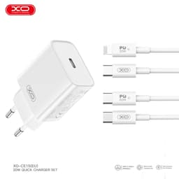 Bộ sạc nhanh XO Việt Nam CE15 – Công suất PD 20W, kèm cáp Type C sang IOS chống cháy, phích cắm EU nhỏ gọn | XO CE15 7