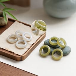 Nhẫn tròn trơn ngọc bích Tụ Nham màu sắc đa dạng cho nam và nữ 1
