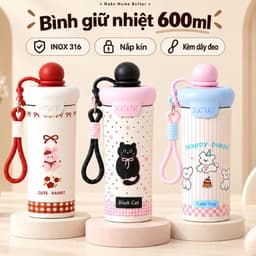 Bình giữ nhiệt inox 316 dung tích 600ml, ly giữ nhiệt XCUP có nắp bịt kèm dây đeo tiện lợi 1