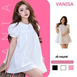 Váy Babydoll Nữ Cổ Sen Tay Phồng Dáng Ngắn dáng rộng Kèm Quần Phong Cách Hot Trend VANISA VKQ99 1