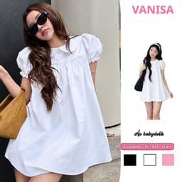 Set Váy Nữ Dáng Ngắn Babydoll Cổ Sen Tay Phồng Form Rộng Kèm Quần Trắng Tinh Khôi VANISA VKQ99 1