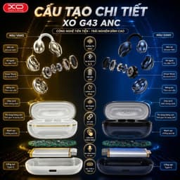 Tai Nghe Bluetooth OWS XO Việt Nam G43 – Thiết Kế Trong Suốt Mạ Điện, Pin 7H, Kháng Nước IPX4, Âm Thanh HD | XO G43 7