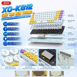 Bàn Phím Không Dây XO KB12 – Chế Độ Kép Bluetooth 2.4G, 86 Phím Đa Sắc, Gõ Êm Ái | XO KB12 2