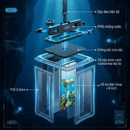 Túi Chống Nước XO Việt Nam KT04 – Chuẩn IPX8 Cho Điện Thoại 8 Inch, Có Mút Xốp Nổi, Kèm Dây Đeo Tiện Lợi | XO KT04 6