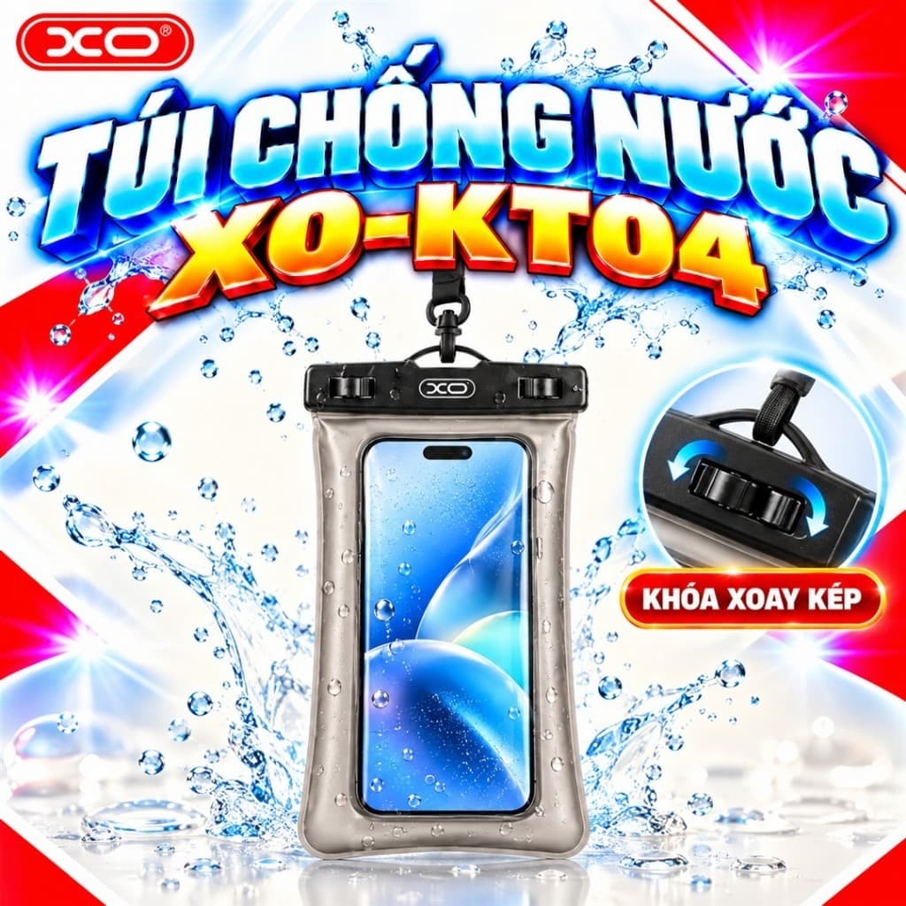 Túi Chống Nước XO Việt Nam KT04 – Chuẩn IPX8 Cho Điện Thoại 8 Inch, Có Mút Xốp Nổi, Kèm Dây Đeo Tiện Lợi | XO KT04