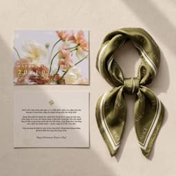 Khăn Lụa Vuông Màu Olive Họa Tiết Logo MACI MACI MCPKLKE0443 2