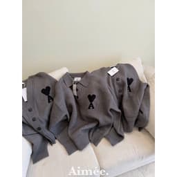 𝟏𝟒𝐚𝐦.𝐬𝐭𝐮𝐝𝐢𝐨 | Áo Len Polo Cổ Bẻ Cardigan Nam Nữ Thêu Trái Tim Chữ A Form Rộng Đồ Đôi Thu Đông 8