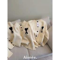 𝟏𝟒𝐚𝐦.𝐬𝐭𝐮𝐝𝐢𝐨 | Áo Len Polo Cổ Bẻ Cardigan Nam Nữ Thêu Trái Tim Chữ A Form Rộng Đồ Đôi Thu Đông 9
