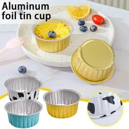 Cốc Nhôm Nhiều Hình Nướng Bánh, Tart Trứng 125ml và Set 250 Chén Giấy Bạc 7