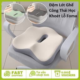 Đệm Lót Ghế Công Thái Học Khoét Lỗ Foma và Tấm Tựa Ghế Văn Phòng/ Masage Chân Bán Nuyệt/Đệm Tựa Lưng NIRA. LMS 1