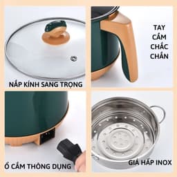 Nồi Lẩu Điện Đa Năng Misu Louis 2.5L và Nồi Lẩu Hấp Có Tay Cầm Mandeli, Misu 18cm/ 1.8L 9