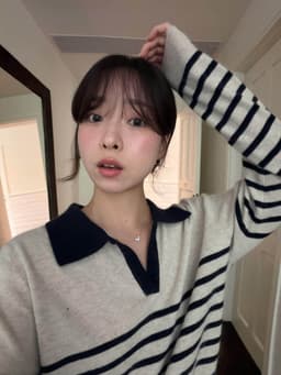 ENEN Áo Len Polo Dệt Kim Kẻ Sọc Retro Tay Dài Phong Cách Hàn Quốc 11497 4